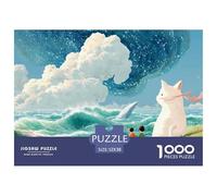 Sinoshow_24085_a_White_Cat_with_Pink_Ribbon_Two_Children_in_ora_0b8fe885-63a2-49ad-a22e-c6c0f43adf07_1 1000 Pièces Puzzles Stimulant Et Éducatif Puzzle, Jouets Éducatifs Uniques Et Stimulants,Stress