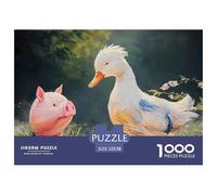 Sinoshow_24085_a_White_Duck_and_a_Pink_Pig_Dancing_in_The_Grass_a5bb5c35-0c42-4fd9-a137-f7b3b97d466d_2 1000 Pièces Casse-tête Amusant, Stimulant Et Cérébral Puzzle, Jeu Familial Anti-Stress, Cadeaux