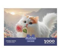 Sinoshow_24085_a_White_Persian_Cat_with_Long_Fur_Holding_a_Pink_476e1f64-aa41-4e3d-ac63-892669c180d9_3 1000 Pièces Casse-tête Stimulant Et Éducatif Puzzle, Jeu Familial Anti-Stress, Cadeaux D'anniver