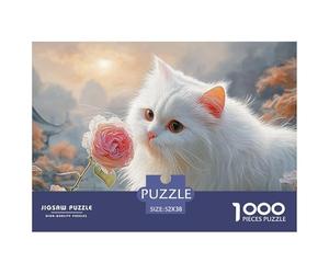 Sinoshow_24085_a_White_Persian_Cat_with_Long_Fur_Holding_a_Pink_476e1f64-aa41-4e3d-ac63-892669c180d9_4 1000 Pièces Casse-tête Stimulant Et Éducatif Jeu De Puzzle, Jeu Familial Anti-Stress, Jouets Fam