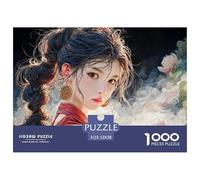 Sinoshow_24085_a_Young_Woman_with_Long_Black_Hair_Wearing_a_Red_4ae3ed6e-1bf8-451b-94bd-1cc37e382904_4 1000 Pièces Puzzles Difficile, Dur, Quasi Impossible Puzzle, Cadeau De Noël Aux Images Éclatante