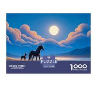 Sinoshow_24085_Beautiful_Black_Horse_with_a_White_Mane_and_foal_9e9ff8b4-cc9e-4cb1-bc20-45d4f96fed14_3 1000 Pièces Puzzles Difficile, Dur, Quasi Impossible Jeu De Puzzle, Jeu Familial Anti-Stress, Jo