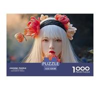 Sinoshow_24085_Beautiful_Young_Woman_with_Long_White_Hair_Red_b_632e30c9-e8f8-4ebe-9dbd-56d800c10c38_3 1000 Pièces Puzzles Difficile, Dur, Quasi Impossible Jeu De Puzzle, Jouets Éducatifs Uniques Et