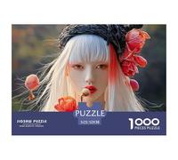 Sinoshow_24085_Beautiful_Young_Woman_with_Long_White_Hair_Red_b_632e30c9-e8f8-4ebe-9dbd-56d800c10c38_1 1000 Pièces Casse-tête Amusant, Stimulant Et Cérébral Jeu De Puzzle, Jeu Familial Anti-Stress, J
