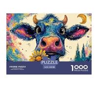 Sinoshow_24085_Cute_Cow_Holding_a_Daisy_in_The_Style_of_colorfu_c21fc56b-b769-463f-b813-a49f24095596_4 1000 Pièces Casse-tête Difficile, Dur, Quasi Impossible Jeu De Puzzle, Cadeau De Noël Aux Images