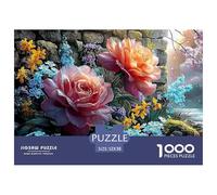 Sinoshow_24085_Pink_Roses_Yellow_forsythia_and_Blue_Forget-me-n_891bcd86-2fbe-4b73-b4db-58e685b00304_1 (1) 1000 Pièces Casse-tête Stimulant Et Éducatif Jeu De Puzzle, Cadeau De Noël Aux Images Éclata