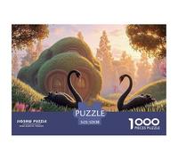 Sinoshow_24085_Two_Black_Swans_in_The_Middle_of_a_Lake_with_Ree_27d39432-fe98-4b78-9481-6c39337b66c2_1 1000 Pièces Casse-tête Stimulant Et Éducatif Puzzle, Jeu Familial Anti-Stress, Cadeaux D'anniver