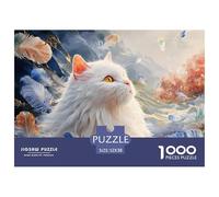 Sinoshow_24085_White_Cat_Surrounded_by_Blue_Feathers_with_Golde_15acd7c4-5ef3-4363-8da5-abc2c004b652_4 1000 Pièces Casse-tête Difficile, Dur, Quasi Impossible Puzzle, Cadeau De Noël Aux Images Éclata