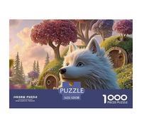 Sinoshow_24085_White_Samoyed_Dog_with_Flowers_in_The_Style_of_a_588f06d3-0315-4cc4-8723-f9bc5c24c1e3_4 1000 Pièces Casse-tête Stimulant Et Éducatif Jeu De Puzzle, Cadeau De Noël Aux Images Éclatantes