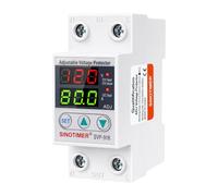 SINOTIMER Protection contre les surintensités et les sous-tensions avec réinitialisation retardée 80 A, protection de tension, 230 V, appareil de protection de tension domestique, double affichage