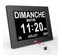 Sinoviwe 8" Horloge Réveil Numérique Calendrier avec Date,Jour Et Heure,Température,Humidité,Horloge Alzheimer,Seniors, C'est pour Les Parents, Et Enfants avec télécommande