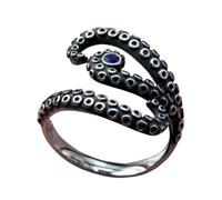 Sinoyp Cthulhu Bague en acier inoxydable | Tentacule Pieuvre Sea Moster | Bijoux uniques sur le thème du diable, Lot de 2, Aucune pierre précieuse
