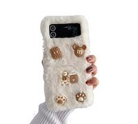 SINQERISHT Coque de protection pour Samsung Galaxy Z Flip 6 5G 2024 - En silicone - Anti-chocs - Pour fille - Doux hiver chaud - Ours lapin - Nœud papillon - Blanc