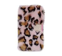 SINQERISHT Étui de protection en peluche pour Apple iPhone 14 Pro Max, avec compartiments pour cartes, pour l'hiver, doux, chaud et moelleux, en silicone à rabat avec paillettes, léopard rose