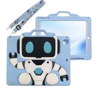 SINQERISHT Étui de tablette pour iPad (A16) 11ème génération 11" 2025/iPad 10ème génération 10,9" 2022 étui de protection avec poignée 3D support et bandoulière résistant aux chocs en silicone robot