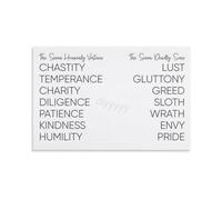 Sins and Virtues Educational Chart Canvas Print Wall-Art Poster for Theology Classroom Seminary Study Decor(Framed,16x24inch(40x60cm))