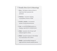 Sins and Virtues Educational Chart Canvas Print Wall-Art Poster for Theology Classroom Seminary Study Decor(Framed,16x24inch(40x60cm))