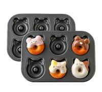 Sinsanye Lot de 2 Moules à Donuts, 12 Cavités Moule Savarin Moule Donuts Type de Ours&chat Anti-adhésif, Moule Donuts pour Gâteaux Biscuits Bagels et Muffins (26,5 x 18,5 cm)