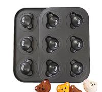 Sinsanye Lot de 2 Moules à Muffins, 6 Trous Moule Mini Muffin Type D'ours Anti-adhésif, Moule Muffin pour Biscuits Gâteaux Brownies et Muffins (26.7 x 18 cm)