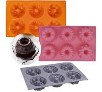 Sinsanye Lot de 3 mini moules à gâteau individuel en silicone anti-adhésif à 6 cavités pour cupcakes, beignets, pain de maïs, brownies, gelées (3 couleurs)