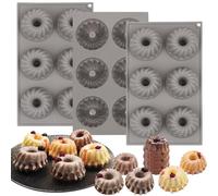 Sinsanye Lot de 3 Mini Moules à Savarin, 6 Cavités Moule Kouglof en Silicone Réutilisables pour la Cuisson Gâteaux, Desserts, Chocolat, Gelée