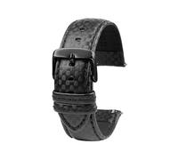 SinSed 18Mm 20Mm 21Mm 22Mm 23Mm 24Mm Hommes Femmes Couture Bracelet De Montre En Fiber De Carbone Bracelet En Cuir, Épingle noire noire, 22mm