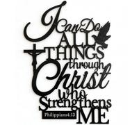 Sinseike Décoration murale en métal « I Can Do All Things Through Christ » (Noir)