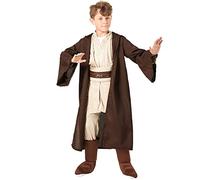 SINSEN Costume de Jedi Obi Wan Kenobi, pour enfant, avec capuche, robe et ceinture, ensemble complet pour Halloween et cosplay