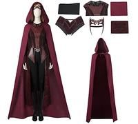 SINSEN Costume de sorcière écarlate pour femme Wanda Maximoff - Tenue à capuche, cape, veste, pantalon, coiffe, fête d'Halloween (XXXL)