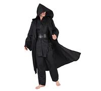 SINSEN Costume Jedi 4 pièces Obi Wan Kenobi pour adulte Halloween noir et marron