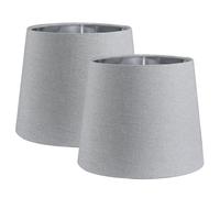 Sinta 2 Pack 7" Abat-jour Moderne Conique Remplacement Tissu Gris avec Doublure Argentée Abat Jour Pour E27/E14 Lampe de Bureau/Murale