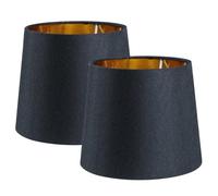 Sinta 2 Pack 7" Abat-jour Moderne Conique Remplacement Tissu Noir Doublure Dorée Abat Jour Pour E27/E14 Lampe de Bureau/Murale