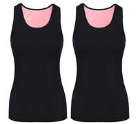 Sintege 2 Débardeurs Thermiques sans Manches en Polaire Camisole Tank Top en Coton Hauts Thermiques pour Femmes (Noir, M)