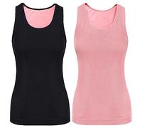 Sintege 2 Débardeurs Thermiques sans Manches en Polaire Camisole Tank Top en Coton Hauts Thermiques pour Femmes (Noir, Rose, M)