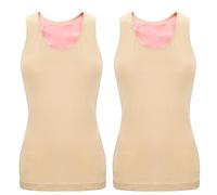 Sintege 2 Débardeurs Thermiques sans Manches en Polaire Camisole Tank Top en Coton Hauts Thermiques pour Femmes (Beige, M)