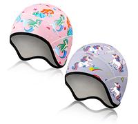 Sintege 2 Pcs Bonnets de Crâne de Sirène Licorne Enfants Doublure de Casque Filles Casquette Hiver Anti-Transpiration Bonnet Chaud Thermique Casquette Vague avec Conception d'oreilles de Couverture
