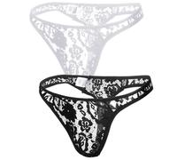 Sintege 2 Pcs String de sous-Vêtements Hommes String en Dentelle de Taille Basse en Maille de Bikini