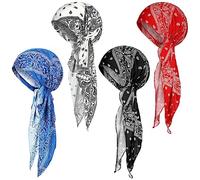 Sintege 4 Foulards Turbans pour Femme Bonnets Chimio Pré-Noués Turban à Enfiler Chapeau Bandana de Cancer (Style Élégant)