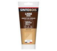 SINTO - Enduit de Lissage Extra Fin - Lisse le Bois - Prêt à l'Emploi - Sec en 2h - Ponçage Facile - Sans Odeur - Usage Intérieur/Extérieur - Teinte Bois Clair - Technique Professionnelle - 250g
