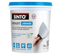 SINTO Enduit de lissage pâte blanc 1,5kg | Lisse petits défauts et rayures jusqu'à 2mm, finition professionnelle, facile à poncer, plâtre béton brique, prêt à l'emploi