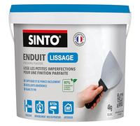 SINTO Enduit de lissage pâte blanc 4kg | Lisse petits défauts et rayures jusqu'à 2mm, finition professionnelle, facile à poncer, plâtre béton brique, prêt à l'emploi