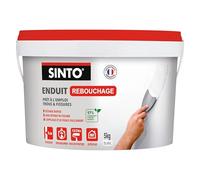 SINTO Enduit de rebouchage pâte blanc 5kg | Rebouche trous et fissures jusqu'à 1cm, sans retrait ni fissure, séchage rapide, plâtre béton brique et bois, prêt à l'emploi