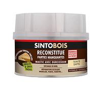 SINTO Mastic reconstitue angles et gros trous sapin 500ml | Bi-composant séchage en 20 min, parquets meubles menuiseries, bonne adhérence et résistance sur bois, intérieur et extérieur