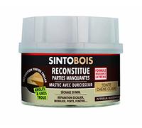 SINTO - Pâte à Bois - Angles et Gros Trous - Reconstitue les Parties Manquantes - Intérieur Extérieur - Haute Résistance & Adhérence - Sec en 20min - Chêne Clair - Technique Professionnelle - 190g