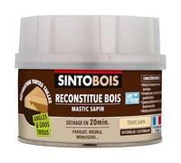 SINTO - Pâte à Bois - Angles et Gros Trous - Reconstitue les Parties Manquantes - Intérieur Extérieur - Haute Résistance & Adhérence - Sec en 20min - Sapin - Technique Professionnelle - 190g