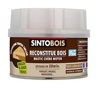 SINTO - Pâte à Bois - Angles et Gros Trous - Reconstitue les Parties Manquantes - Intérieur Extérieur - Haute Résistance & Adhérence - Sec en 20min - Chêne Moyen - Technique Professionnelle - 550g