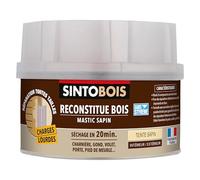 SINTO - Pâte à Bois Charges Lourdes - Reconstitue les Parties Manquantes - Passages Fréquents et Charges Lourdes - Intérieur et Extérieur - Sec en 20min - Sapin - Technique Professionnelle - 190g