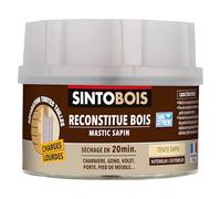 SINTO - Pâte à Bois Charges Lourdes - Reconstitue les Parties Manquantes - Passages Fréquents et Charges Lourdes - Intérieur et Extérieur - Sec en 20min - Sapin - Technique Professionnelle - 550g