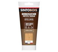 SINTO - Pâte à bois rebouche petits trous 250 g, sans odeur, prête à l’emploi, intérieur & extérieur, sans retrait ni fissure, ponçable, teinte chêne foncé