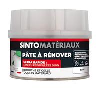 SINTO - Pâte à rénover - Rebouche et colle tous les matériaux - Usage intérieur et extérieur - Séchage rapide - Ponçage facile - Adhérence parfaite - Blanc- Mastic 400g